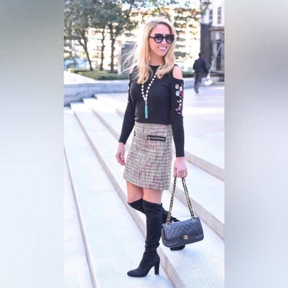 ✨⚡️💥 Loft Tweed Skirt Women's Straight Pencil Multicolor - Picture 4 of 8